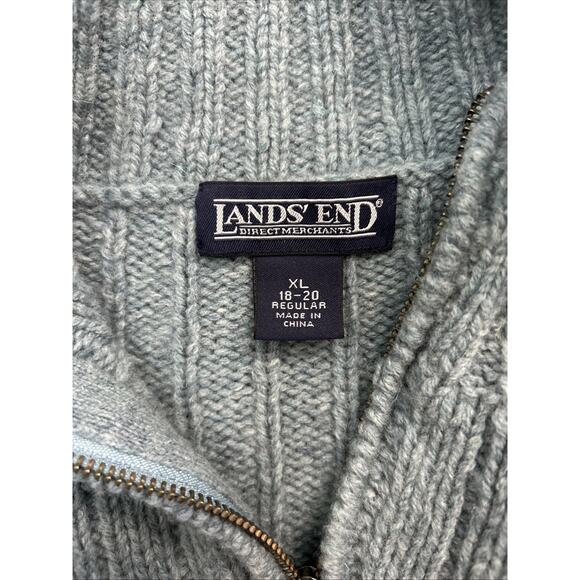 Vintage Land’s End Blue Fair Isle 100% Wool Women’s Knit Sweater Size XL - Picture 7 of 8